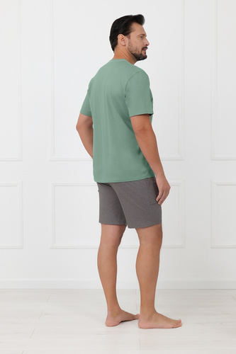 Herren-Pyjama Active Italian Fashion Baumwolle kurz Fahrrad Salbei