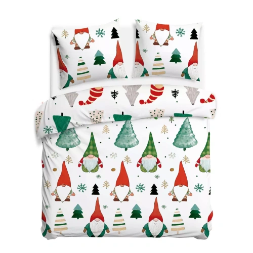 31516/1 Weihnachts-Flanellbettwäsche Flanelove Darymex grau rot – Set 100 % Baumwolle, warm und weich