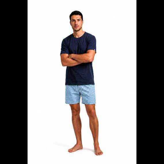 Sesto Senso 2026/02 Herrenkurzpyjama Blau 100% Baumwolle