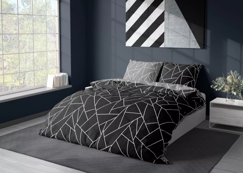 Milargo Verde 007 Geometrische Satinbettwäsche Faro schwarz