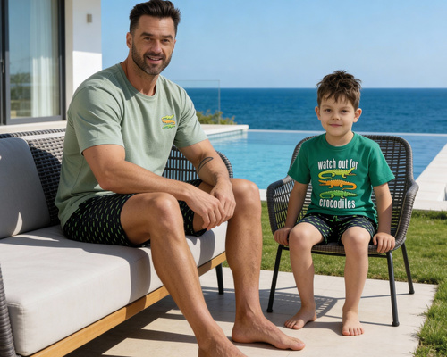 Herren Pyjama Cornette Crocodiles 2 326/202 – Baumwoll-Pyjama | Kurzarm-Shirt & Shorts | Krokodil-Print | Leichter Sommerkomfort