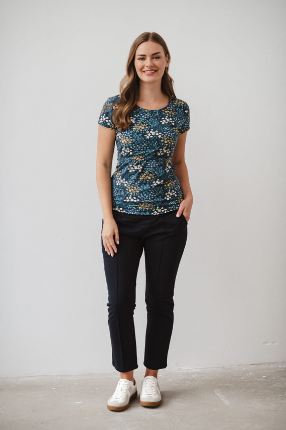 Milk Shirt Still- und Umstandsbluse mit kurzen Ärmeln Milk&Love Wiese auf Marineblau