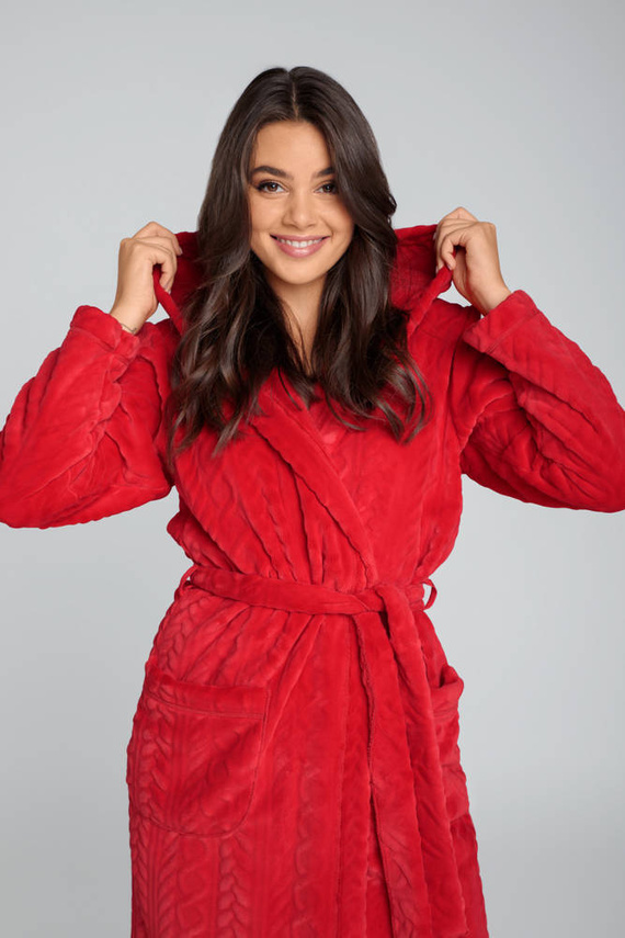 Zala Damen-Fleece-Bademantel Italian Fashion - rot 