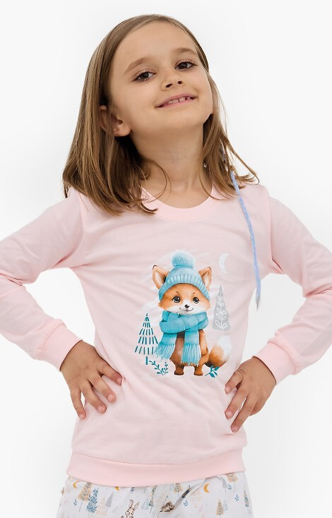 594/192 592/192 Baumwollpyjama für Mädchen von Fox Cornette, Fuchsmuster, lange Ärmel