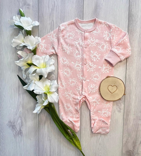 Mamatti PA16340 Babystrampler aus rosa Baumwolle mit Druckknöpfen