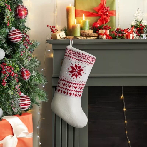 449A Weihnachtsstrumpf mit Schneeflockendekoration, Eurocurtains, Silber