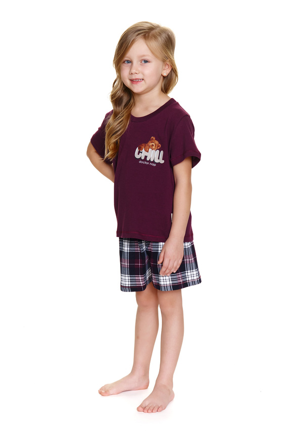 7202 „Chill“ Unisex Doctor Nap Kinderpyjama – Burgunderrot