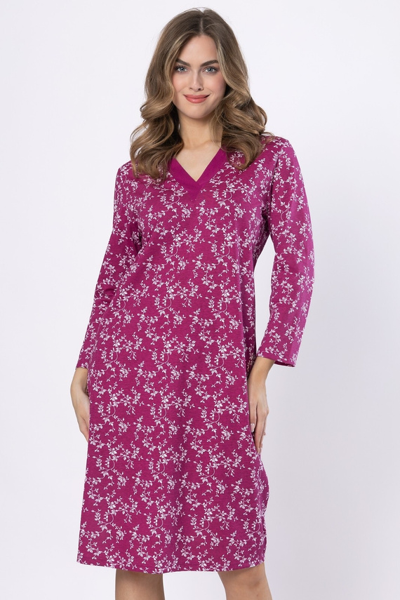 Emili 1635 Leveza Damen-Shirt, Baumwolle, Langarm, Amaranth – klassisch und bequem