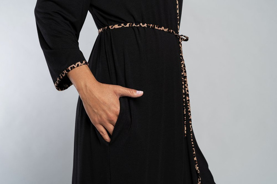 Eila Bademantel Italian Fashion 3/4 Ärmel - Leopardenmuster