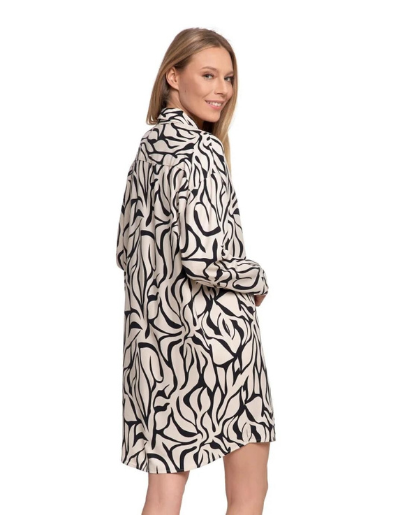 PDK4800-003 Cremefarbenes Nachthemd von Moraj – Viskose, lange Ärmel, mit Knöpfen geschlossen