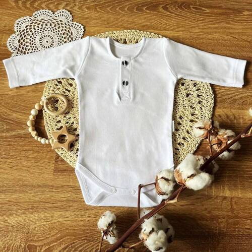 BP002 Mamatti Langarm-Polo-Body – Weiß