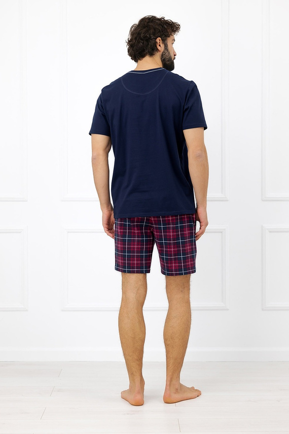 Italian Fashion Brajan Herren-Pyjama Mega Soft Baumwolle Shorts kariert