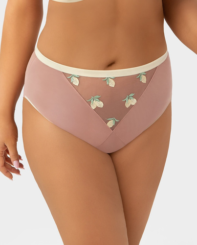 F013 Citronella Gorsenia Damen-Slip Mittlere Taille Stickerei Zitronen Komfort