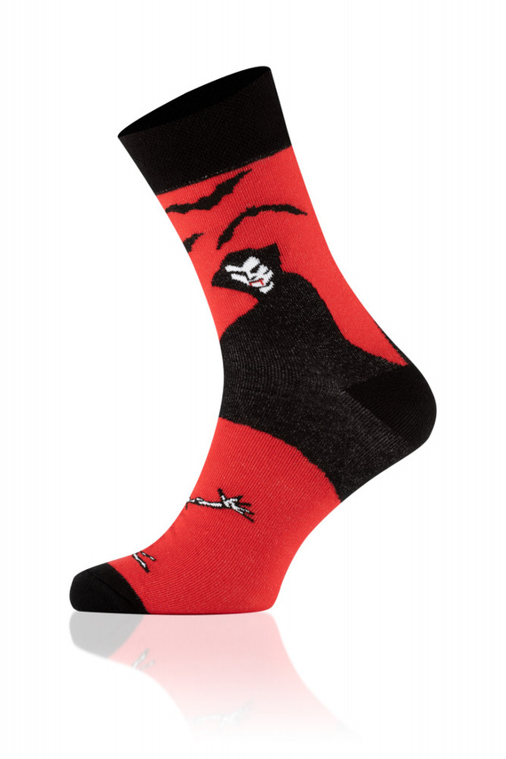 S146D Dracula Lange Socken Italienische Mode - schwarz/rot/weiß