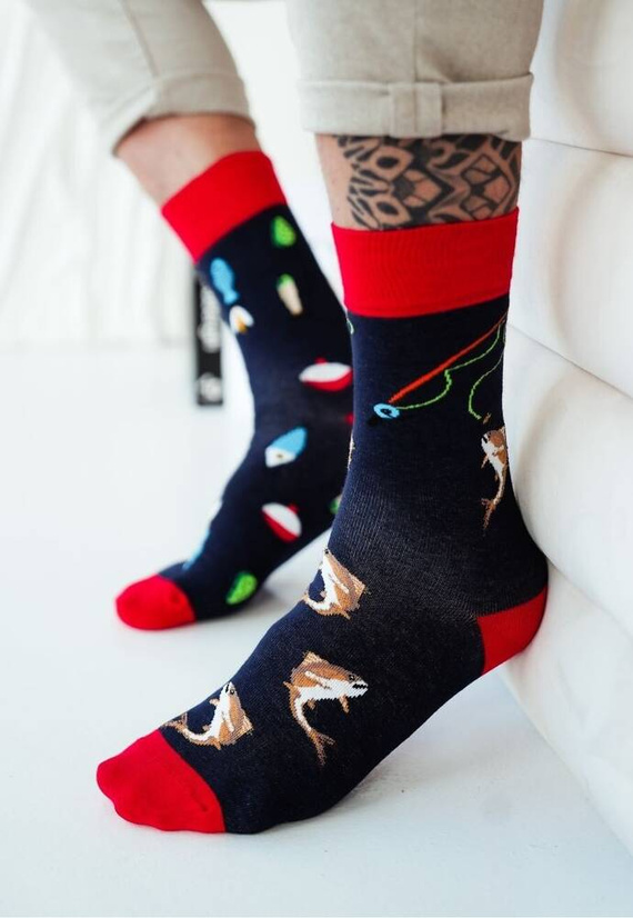 0125-054 Avangard Fishing Herren Milena Socken – Marineblau-Rot 1