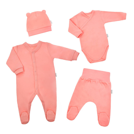 4903 4-teiliges Babyausstattungsset, glatt, Nicol – Koralle