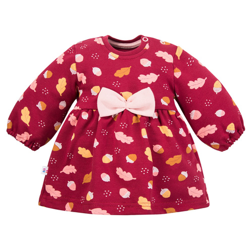 Fluffy Tails Eevi Babykleid – Burgunderrot, Baumwolle, lange Ärmel