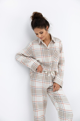 Adalyn Sensis Damenpyjama – karierter Baumwollflanell, mit Knöpfen befestigt