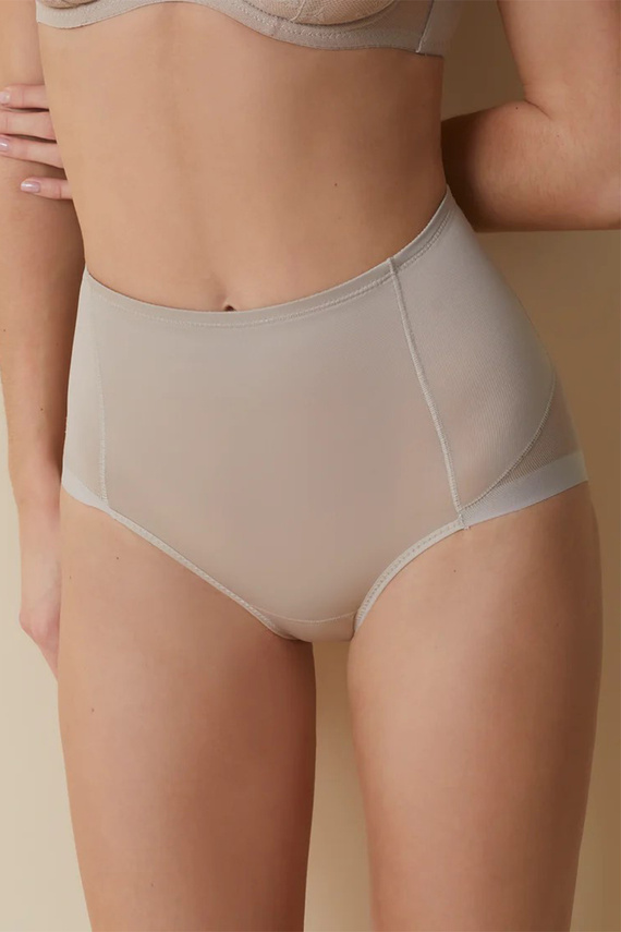 Beigefarbener Slip 907 Selene Control – formend mit hoher Taille und Tüll