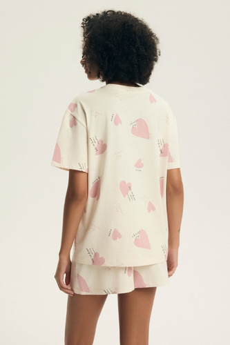 Damenpyjama Elain 44498 Henderson – 100% Baumwolle, Shorts, Herzen