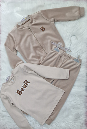 Bär Kinder-Samt-Trainingsanzug Bambarillo beige | Weiches Set