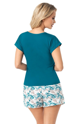 Irmina Shorts Damenpyjama Donna marineblau – kurze Ärmel, Viskose, leicht und feminin