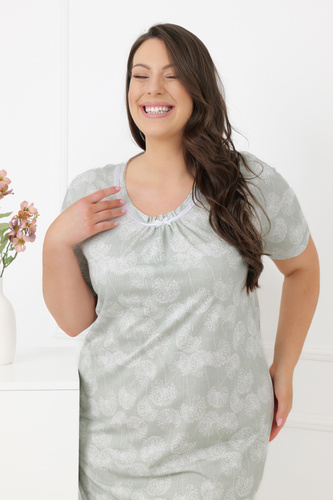 Damen Nachthemd Eleni Italian Fashion 100% Baumwolle, Kurzarm