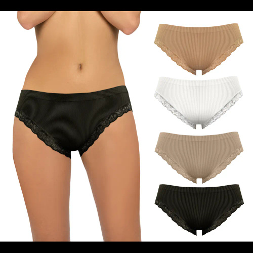 Damen Slip Sesto Senso 6108 Spitze nahtlos elastisch bequem black