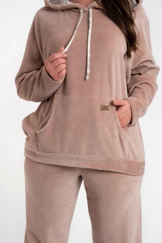 Oliw Damen Sweatshirt mit Kapuze Italian Fashion - beige