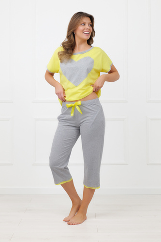 Damenpyjama Sabrina Italian Fashion 100% Baumwolle – kurzer Ärmel, 3/4 Hose