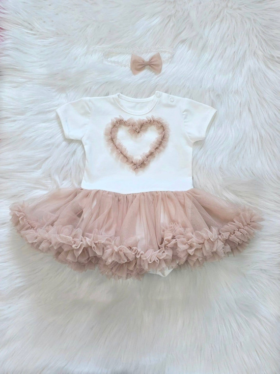 Body-Kleid Mia Bambarillo für Baby mit Tüllrock elegant bequem beige