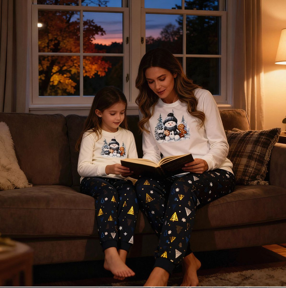 721/427 Snowy Day Cornette Ecru Damen-Pyjama – Baumwolle, lange Ärmel | Warm und bequem