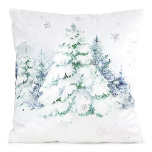 CHP348 Eurofirany Weihnachtskissenbezug 45x45 Samt mit Druck und Paspelierung