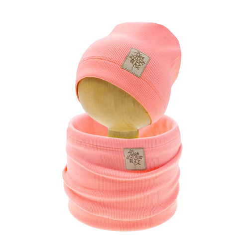 141282 Nicol Mütze + Schal-Set – Koralle