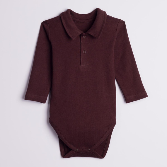 227099 Nicol BENEK Polo-Body 100% Baumwolle Dunkelbraun Langarm