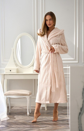 2599 Robin Langer Damenbademantel L&L - Aprikose