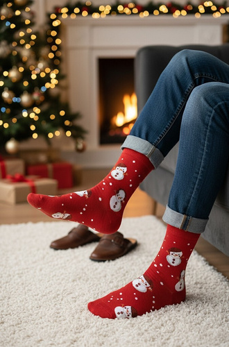 Art.136 Herren-Weihnachtssocken Steven rot 163 – Weihnachtsmuster, Baumwolle