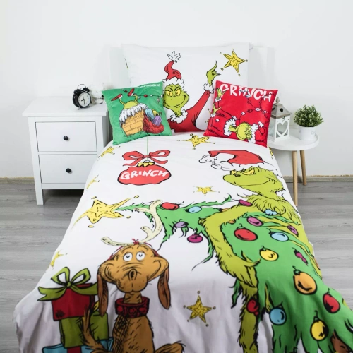 Bettwäsche Grinch Grinchmas JF24 140x200 100% Baumwolle Grinch Schloss