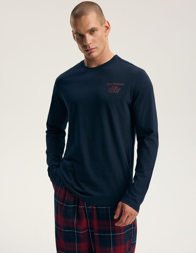 Henderson Herren-Pyjama 45455 Indigo Dunkelblau 100% Baumwolle Flanell
