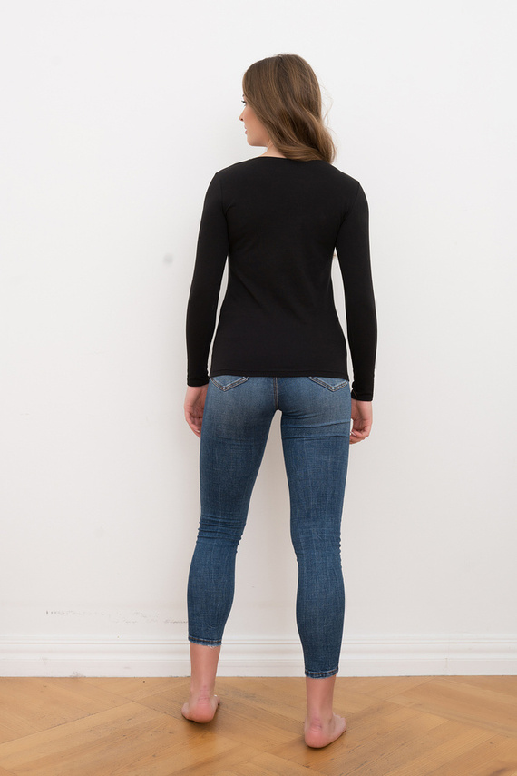 Ibiza Bluse Damen Langarm Italienische Mode - schwarz