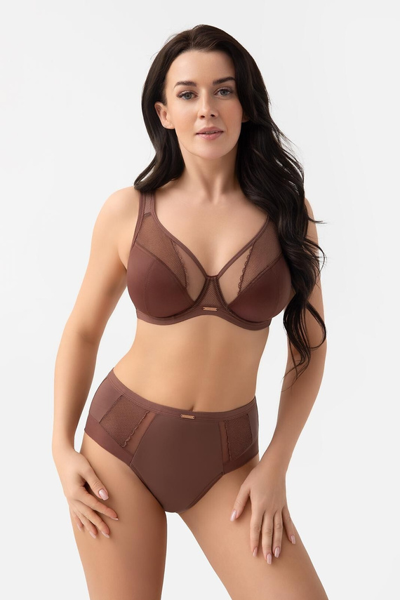 Damen-Slip Gorsenia K442/1 Luisse Schokoladenbraun Hoch geschnitten Spitze