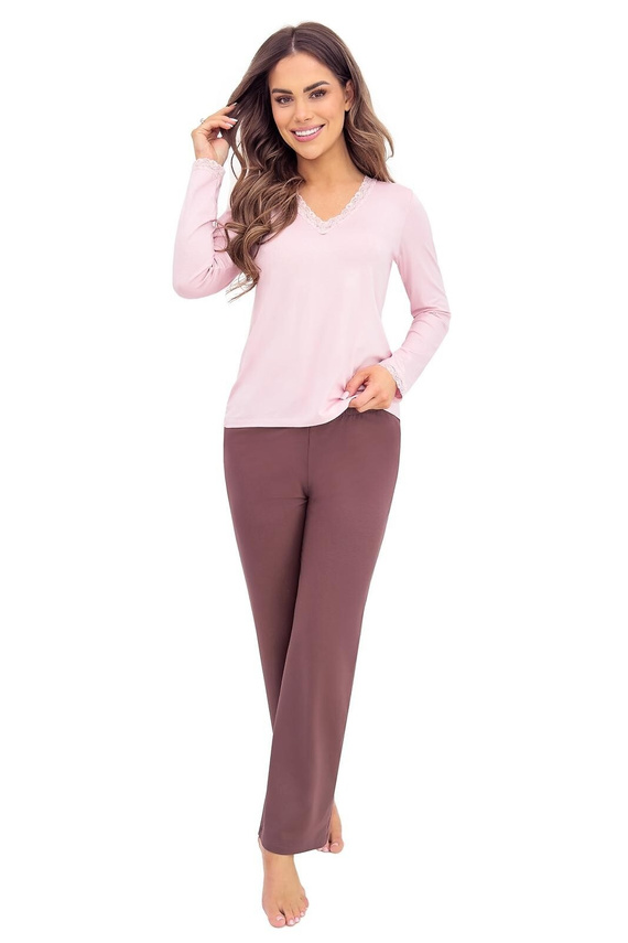 Donna Daphne Damen-Pyjama, rosa – Viskose, lange Ärmel, elegant und bequem