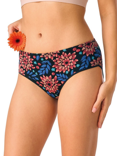 Damen-Slips KEY LPC 635 B26 midi 2er-Pack aus Baumwolle, schwarz-rot