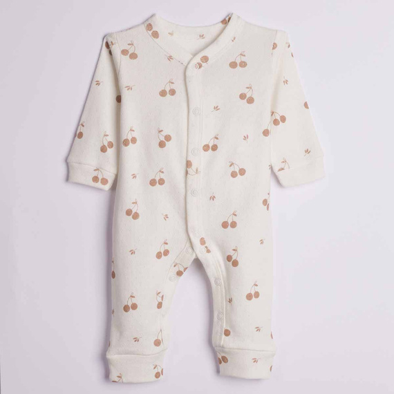 224021 Nicol Baby-Strampler 100% Baumwolle, Lochmuster, Kirschen, Cremefarben