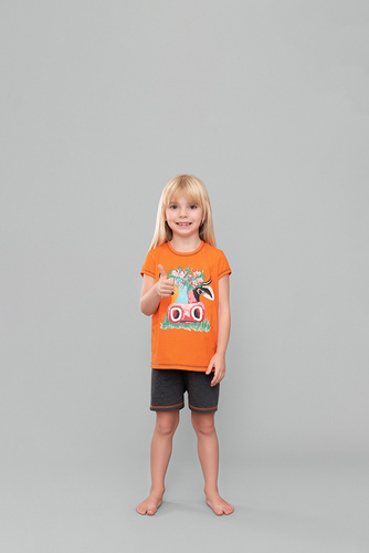 Blonde Mädchen Schlafanzug Italian Fashion - orange/dunkel melange