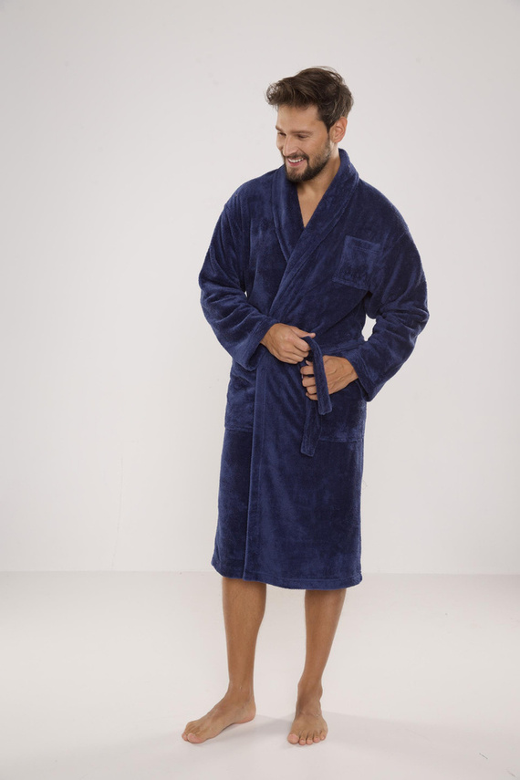 811 De Lafense Herren-Bademantel aus Plüsch - Denim