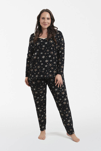 Laponia Damen Schlafanzug langarm, lange Hose Italian Fashion - Druck