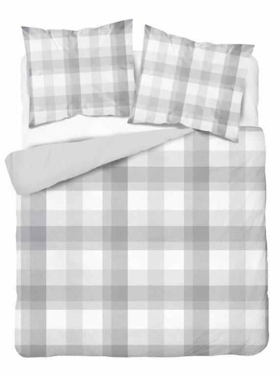 5040 Eine grau karierte Mikrofaser-Bettwäsche von Detexpol