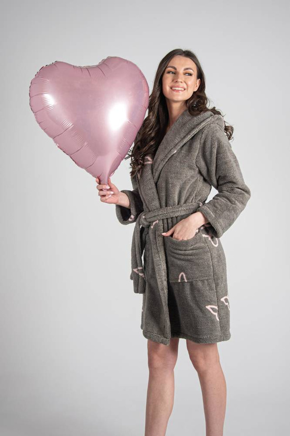 672 Schmetterlinge Kurzer Forex Damen Bademantel - grau