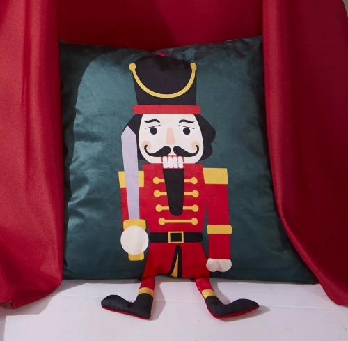 Nussknacker Weihnachtskissenbezug Nussknacker Eurocurtains grün